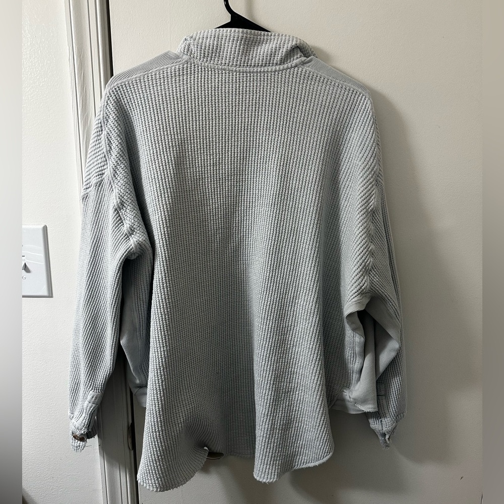 Free People FP One Scout Waffle Knit Jacket - Light Blue/Grey - Picture 7 of 7